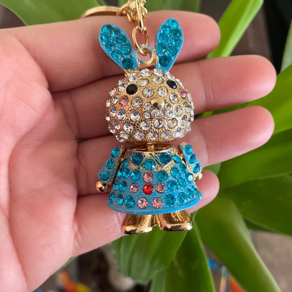 Blue Bunny Keychain Purse Charm